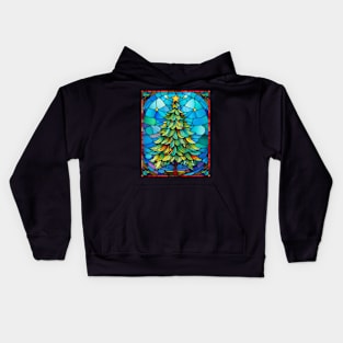 Stained Glass Christmas Tree Kids Hoodie